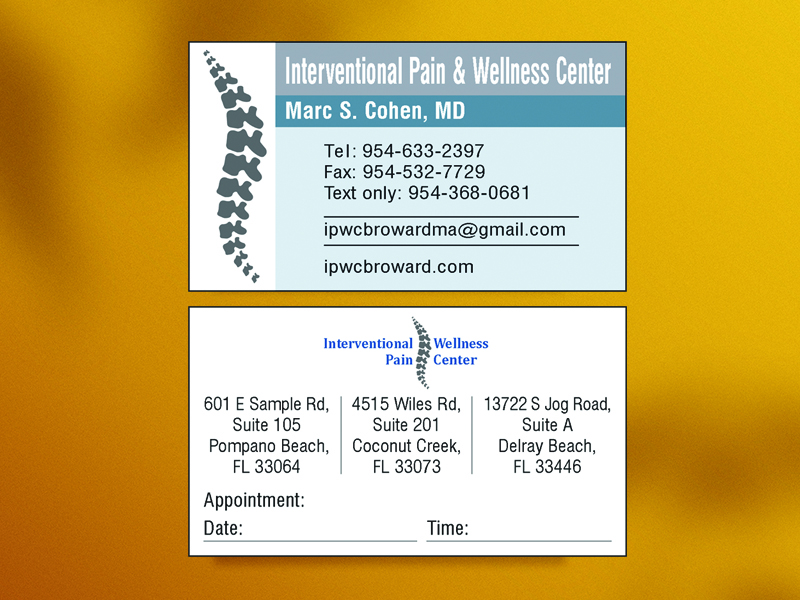 Interventional Pain & Wellness Center Business Card