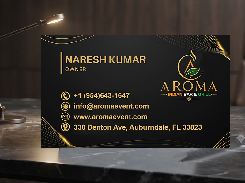 Aroma_Indian_Ba_NARESH_K_Two_sided_Full_Color_UV_coated_Business_Cards